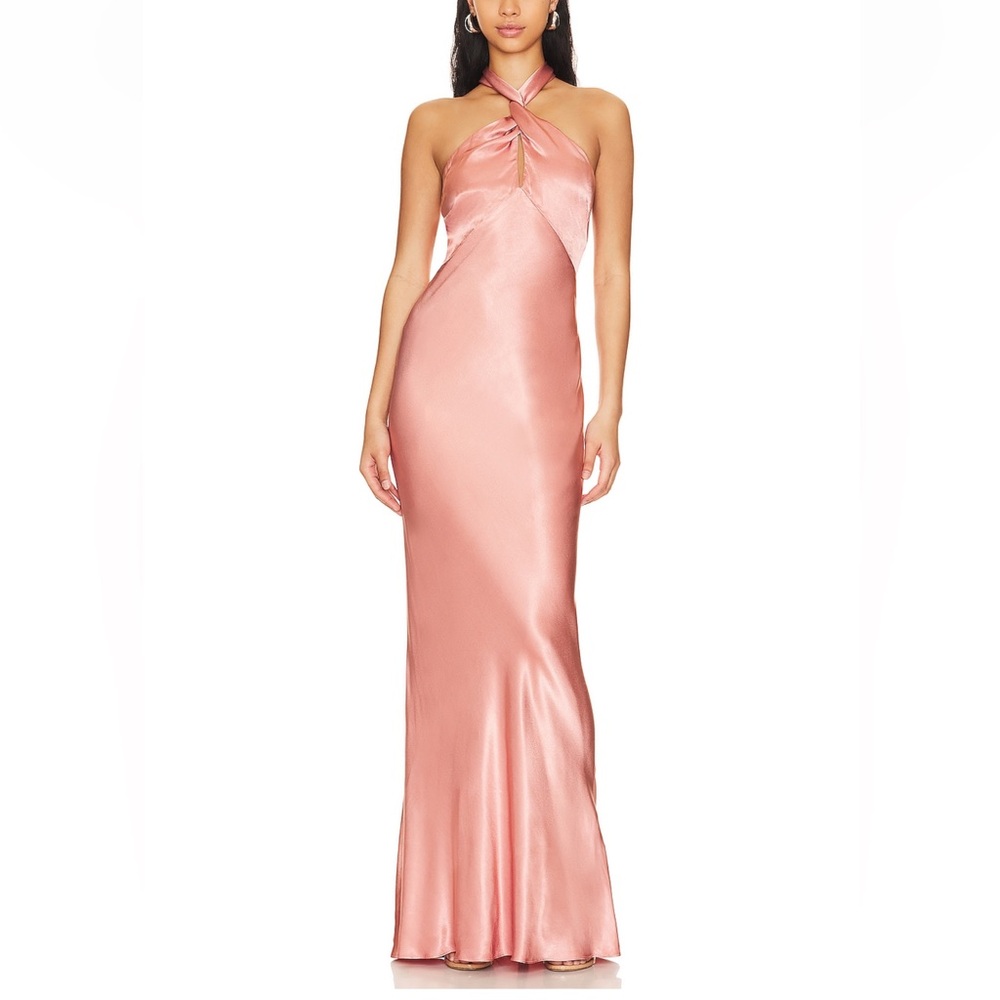 Used Shona Joy La Lune High Neck Twist Maxi dress in antique rose